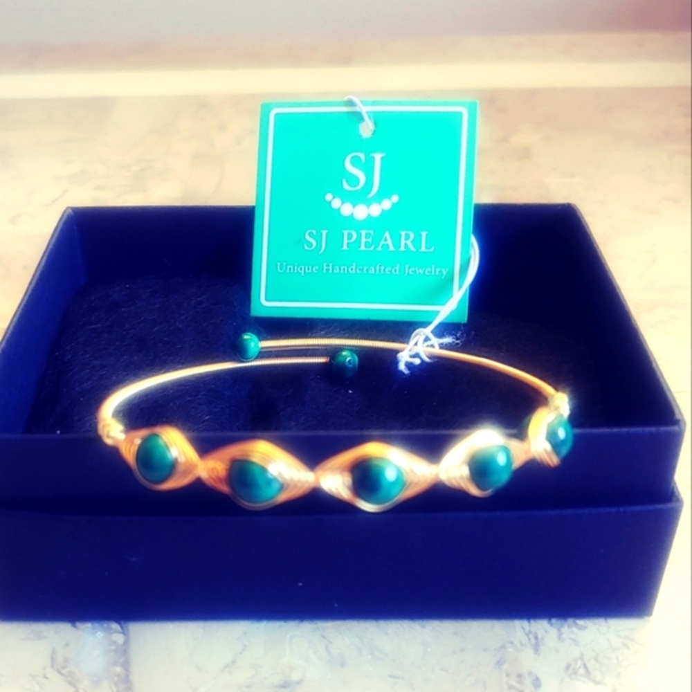 SJ Pearl Unique Handcrafted Malachite Bracelet ☆》NWT《☆